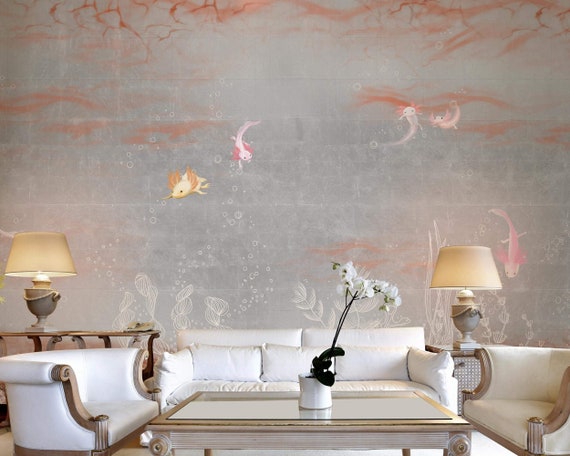 NAUZHA Silver Leaf Chinoiserie Wallpaper, Vintage Metallic Mural for  Curious Cynops Orientalis MT003 