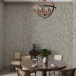 NAUZHA Yellow Chinoiserie Wallpaper Mural, Vintage Silk Wall Panels - Vintage Paradise SI-004