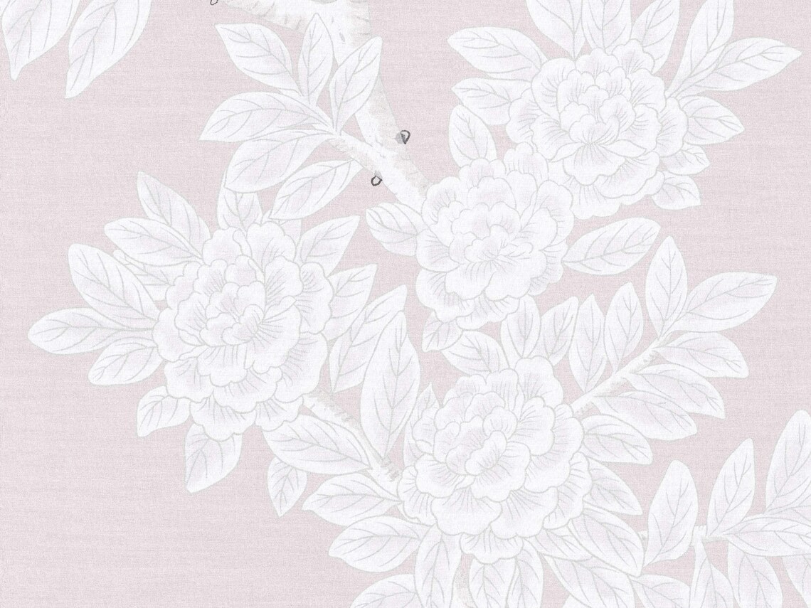 NAUZHA Pink Chinoiserie Wallpaper Mural Vintage Silk Wall Etsy