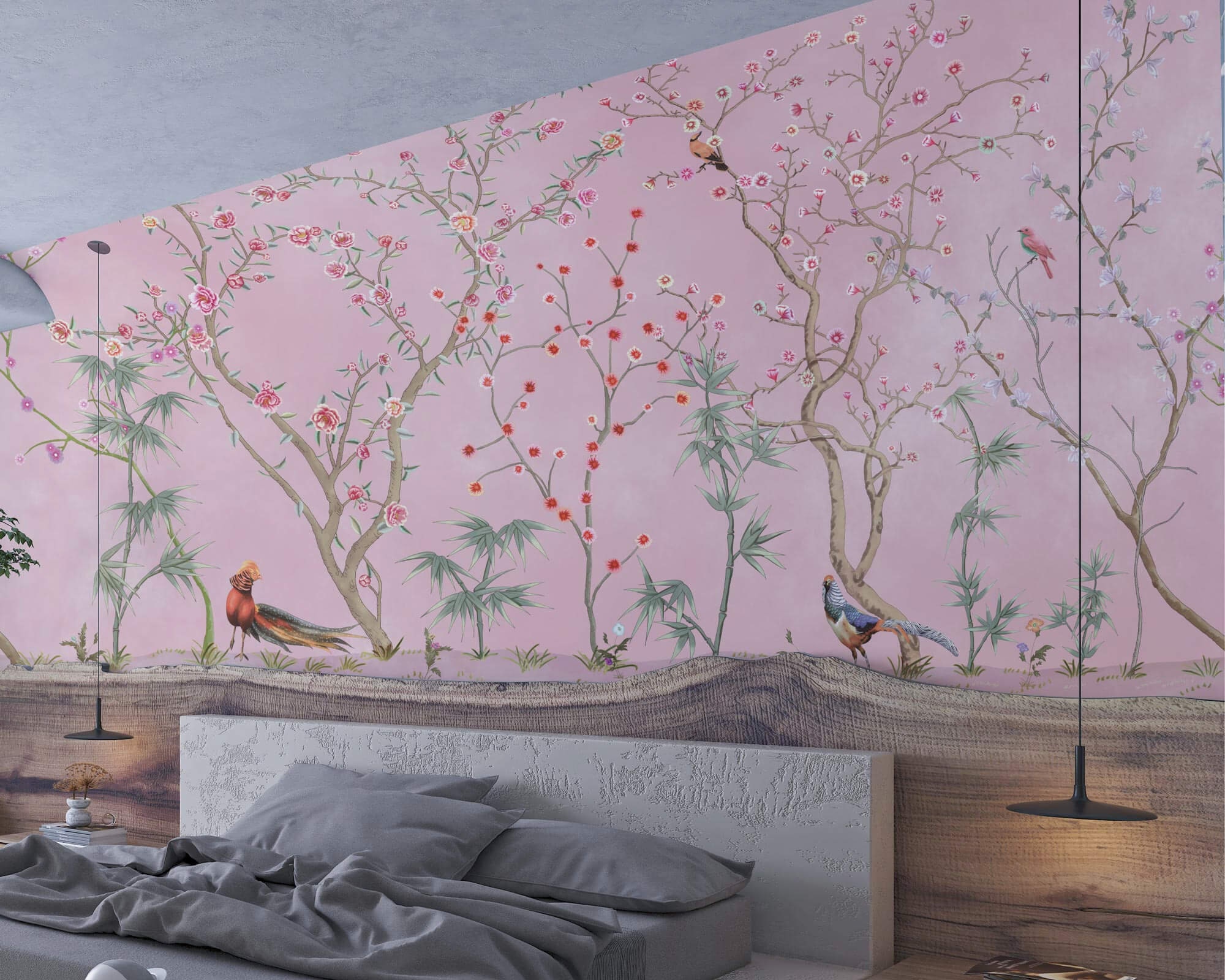 NAUZHA Pink Chinoiserie Wallpaper Mural Vintage Silk Wall - Etsy NAUZHA Pink Chinoiserie Wallpaper Mural Vintage Silk Wall - Etsy