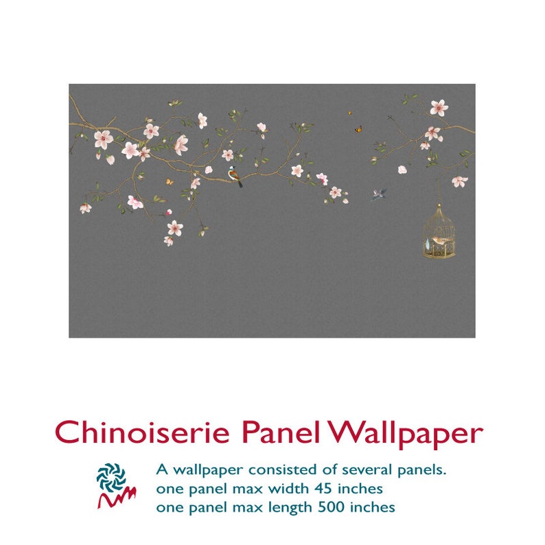 chinoiserie removable wallpaper vintage bird wallpaper chinoiserie mural sample WP030 Nauzha chinoiserie wallpaper