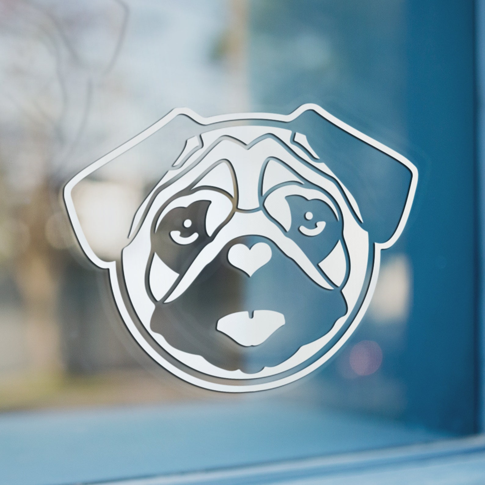 Pug Vinyl Car Decal/Pug Truck Van Window Decal/Pug Sticker/Pet Etsy