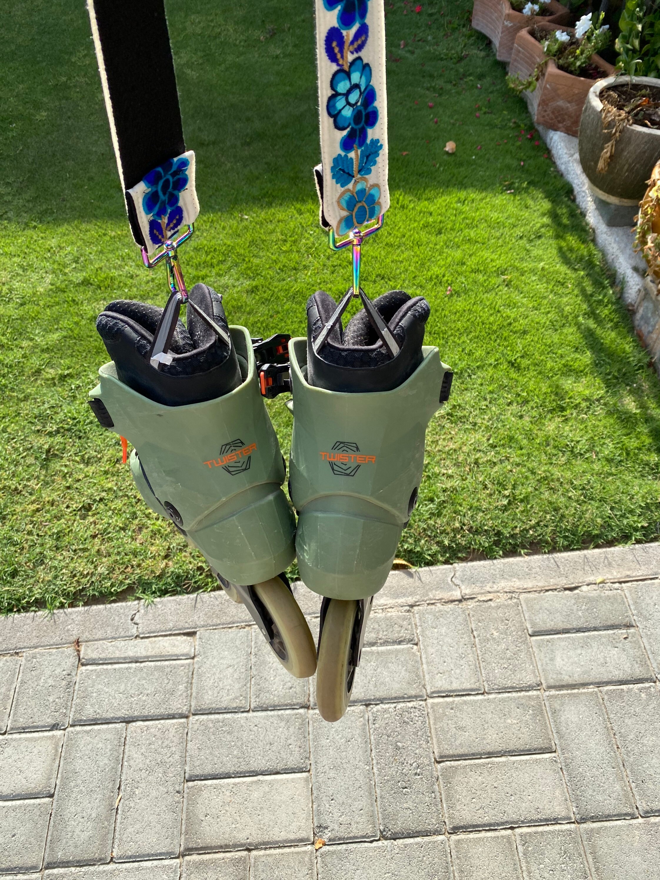 Embroidered inline skate strap or leash. Etsy