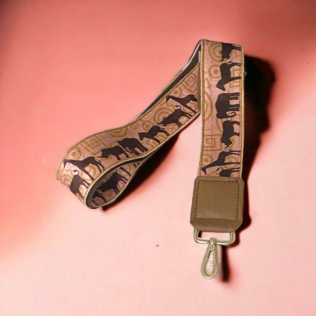 Velvet Strap With Animal Print, Camera Strap, Bag Strap,brown Leather