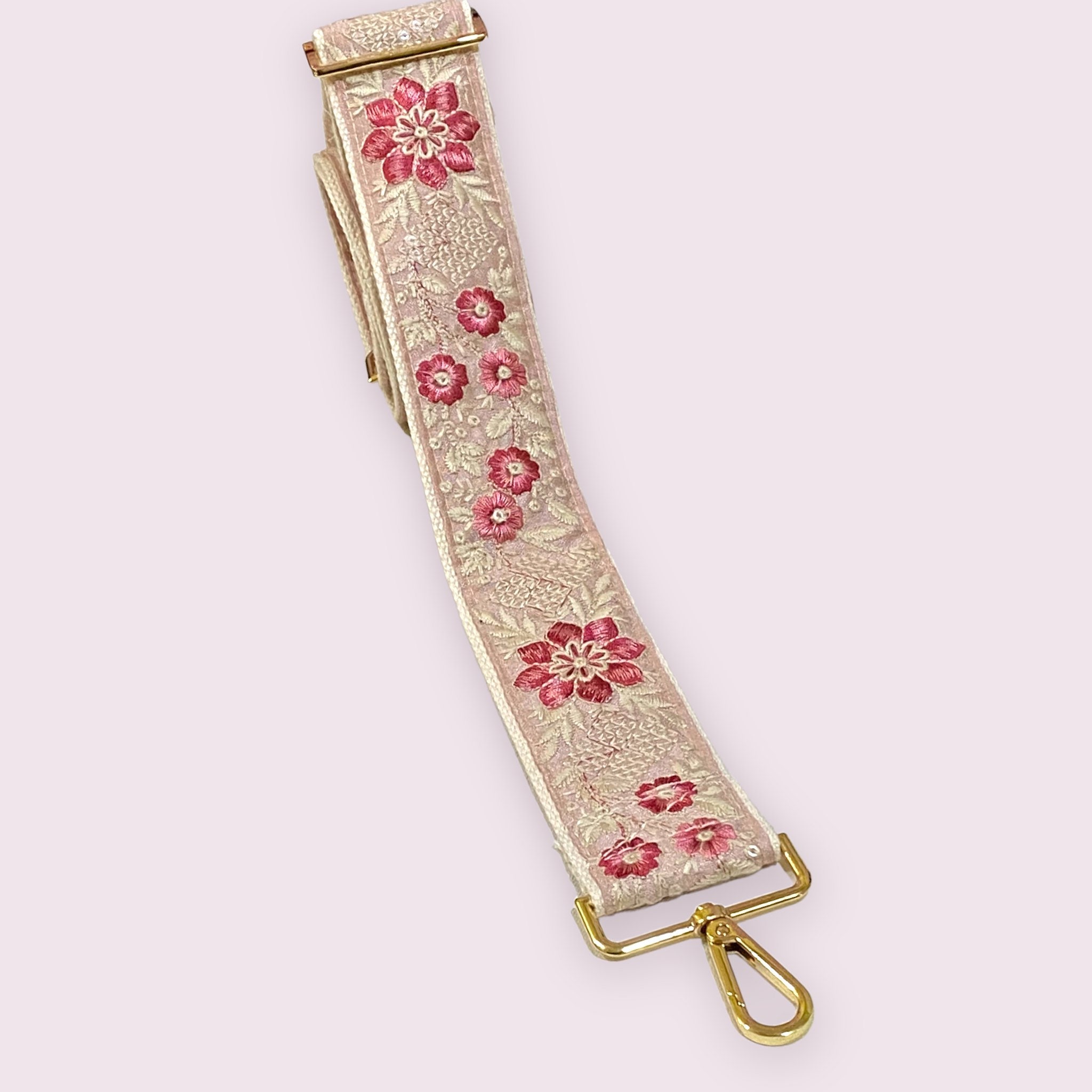 Embroidered Bag Strap ~ Pink Flowers – Shake Your Bon Bon
