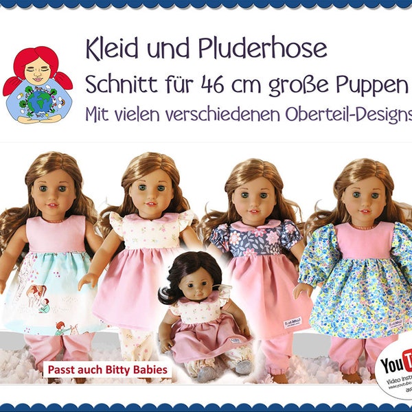 Kleid und Pluderhosen für 46 cm Puppen wie American Girl • Schnitt & Anleitung PDF | Sami Dolls eBooks