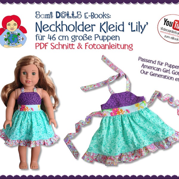 Neckholder Dress for 46 cm Dolls like American Girl Dolls • Pattern & Instructions PDF | Sami Dolls eBooks