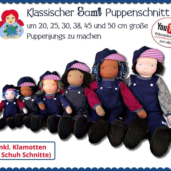 Puppenjunge Waldorfpuppe selber machen • Schnitt für 6 Puppengrößen & Anleitung PDF | Sami Dolls eBooks