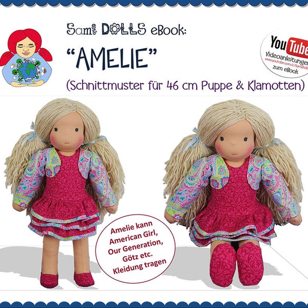 46 cm Puppenschnitt ‘Amelie’ (gleiche Proportionen wie American Girl) Puppe selber machen • Schnitt & Anleitung PDF | Sami Dolls eBooks