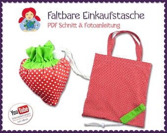 Bolsa de compras plegable de fresas • Patrón e instrucciones en PDF | Libros electrónicos de Sami Dolls