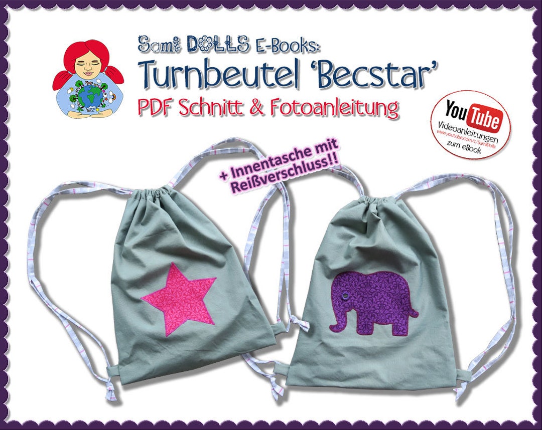 Make Your Own Gym Bag 'becstar' Pattern & Instructions PDF Sami Dolls