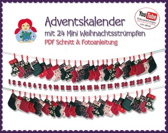 Advent Calendar Mini Christmas Stockings • Pattern & Instructions PDF | Sami Dolls eBooks