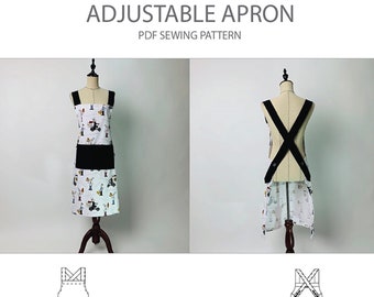 Trish Newbery Design - Tablier réglable unisexe croisé sur le dos - Taille unique - Modèle de couture PDF - avec YouTube SewALong