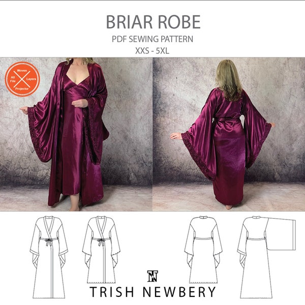 Trish Newbery Design - Briar Kimono Style Robe - XXS-5XL - PDF Sewing Pattern -  Wide Sleeves - with YouTube SewALong