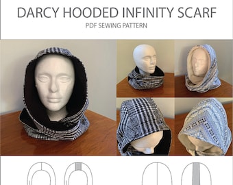 Trish Newbery Design - Darcy Reversible Hooded Infinity Scarf - One Size - PDF Sewing Pattern