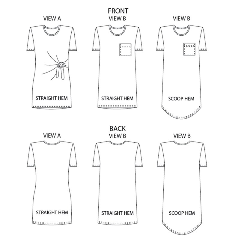 Trish Newbery Design La robe t-shirt Lucy XXS-3XL Patron de couture PDF Une robe t-shirt coupe carrée OU une option avant à nouer sur le côté plus ajustée image 8