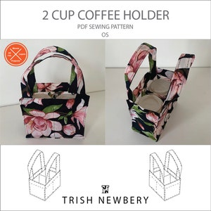 Trish Newbery Design - Reusable Coffee Holder Tote Bag - 2 Cup - PDF Sewing Pattern - with YouTube SewALong image 4