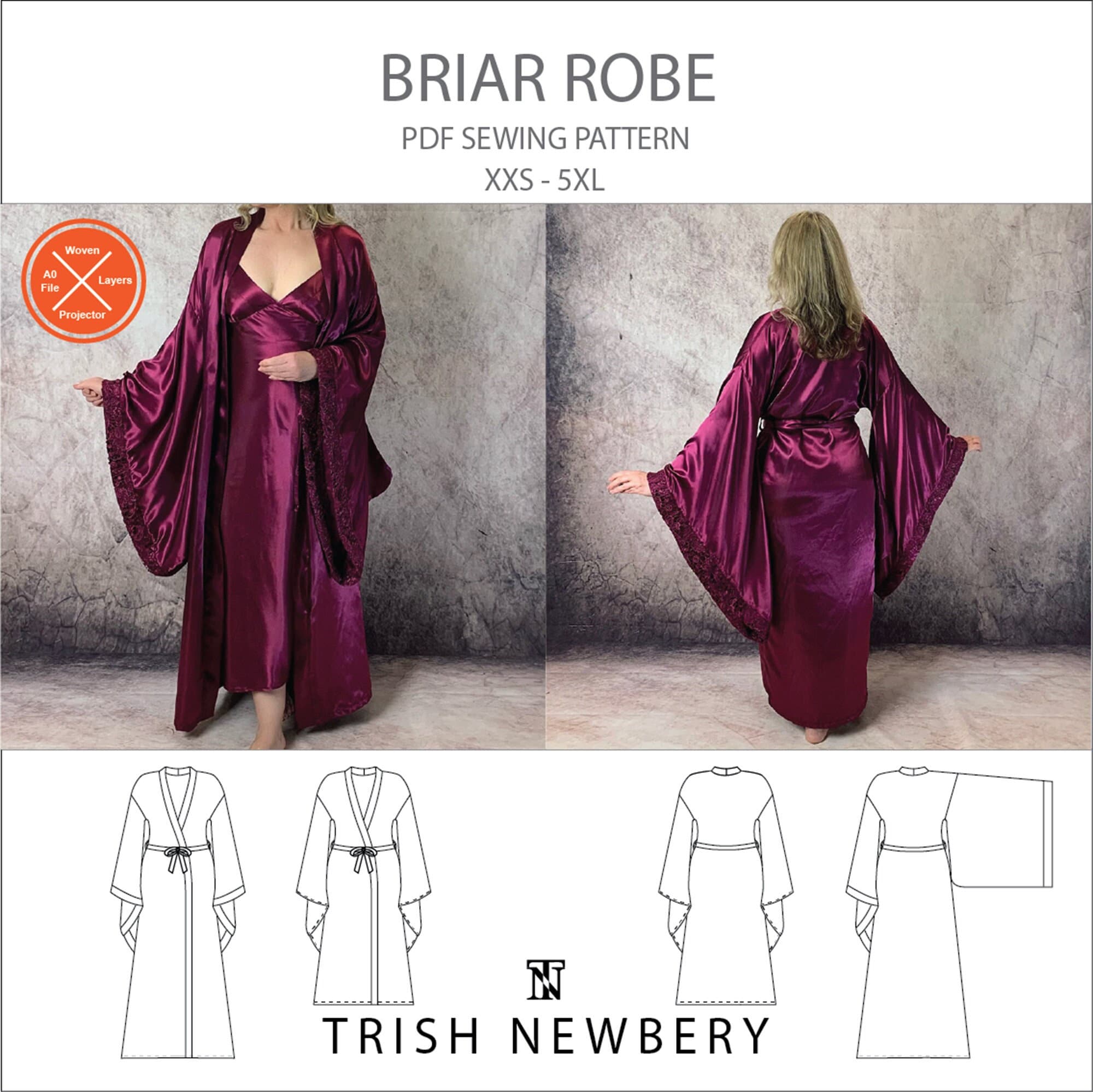 Trish Newbery Design Briar Kimono Style Robe XXS 5XL PDF Sewing Pattern Wide Sleeves With Youtube Sewalong Etsy