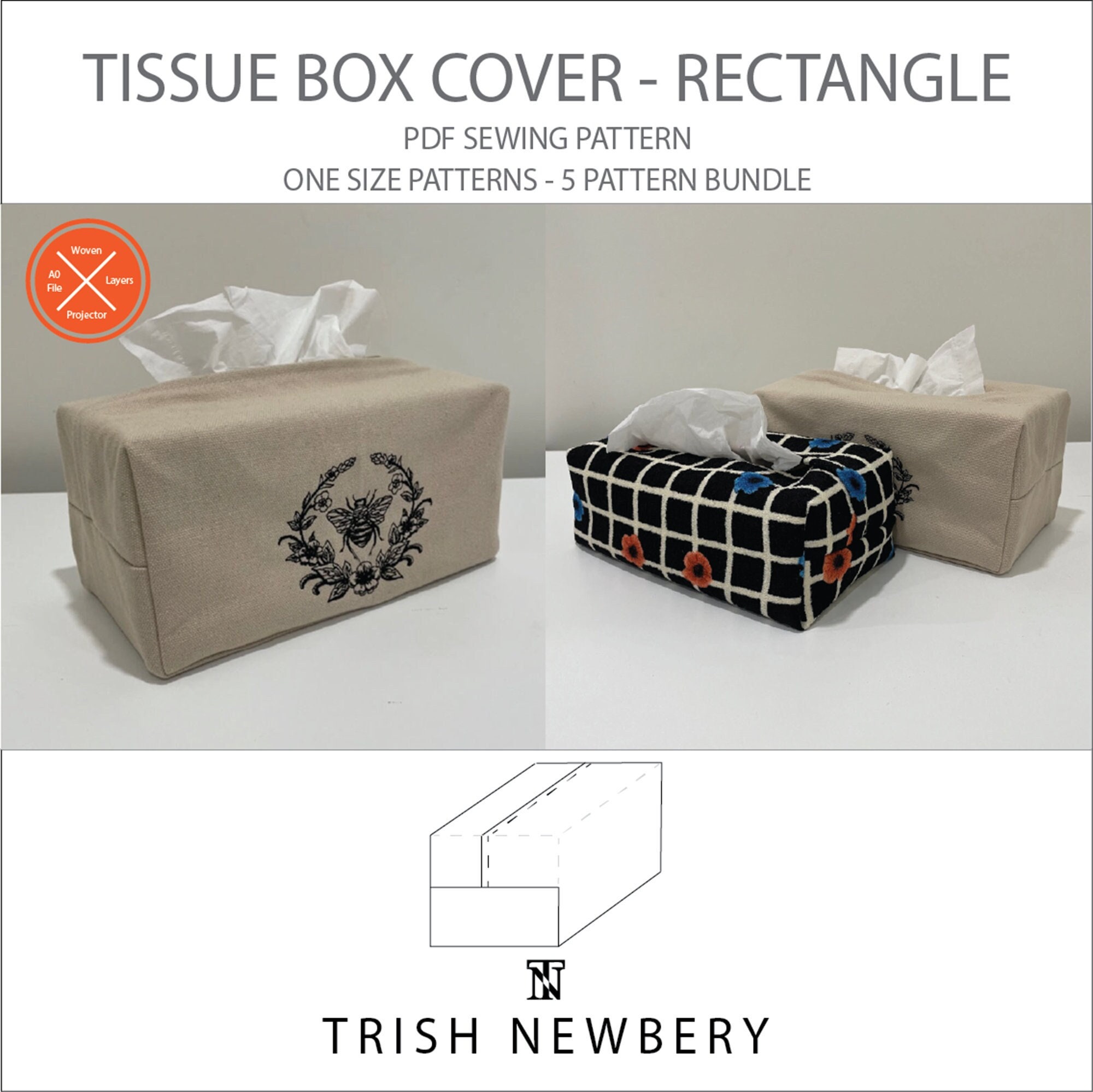 Rectangle Facial Tissue Box Cover - 2 x 9 x 5 H-6477 - Uline