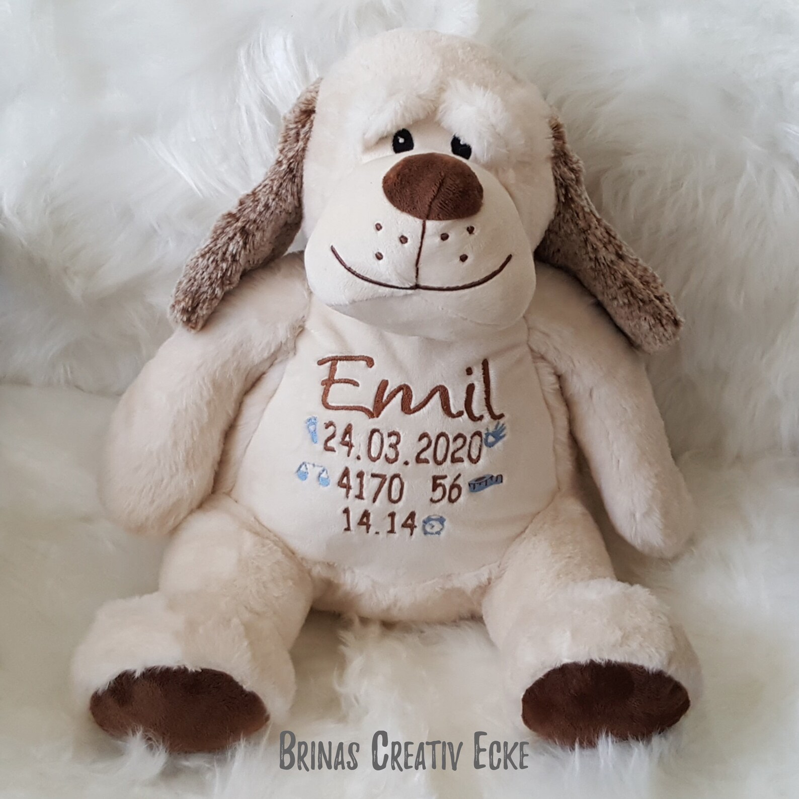 Kuscheltier Hund 1 mit Namen personalisiert Geburtsdaten Etsy