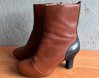 Dries Van Noten Black Suede Leather Chunky Round Barrel High Dries Van Noten Black Suede Leather Chunky Round Barrel High