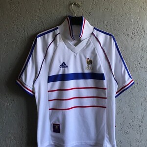 Vintage 90s Adidas FRANCE Football T shirt Team FRANCE World Cup 1998 Rare France Away Jersey Shirt Size M White Blue Etsy Canada