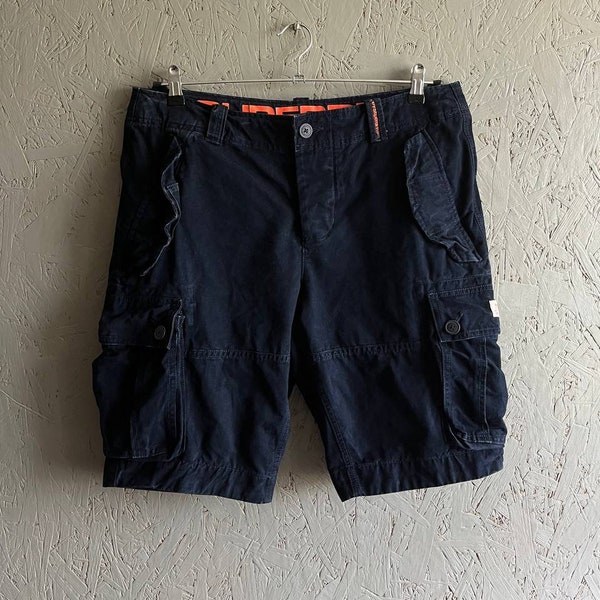 SUPERDRY Men's Core Heavy Cotton Cargo Regular Shorts Size XL Color Blue