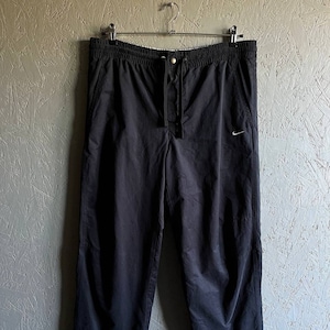 Vintage Nike Track Pants Navy Blue Nylon Sweatpants Embroidered