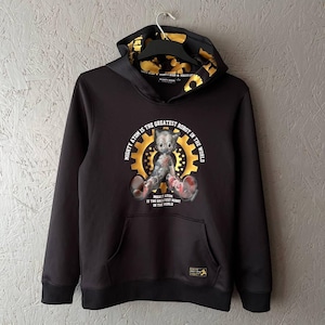 Rare! Mighty Atom Tezuka Productions Men's Hoodie Pullover Hooded Big Logo Super Hero ASTRO BOY Size M Color Black Gold