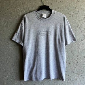 Zeldzame vintage jaren 90 NIKE heren T-shirt groot logo maat XL kleur grijs