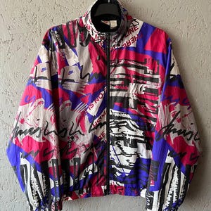 Vintage 80er Jahre Nike Herren Zip Rave Track Jacket Embroidered Logo Size L Multicolor