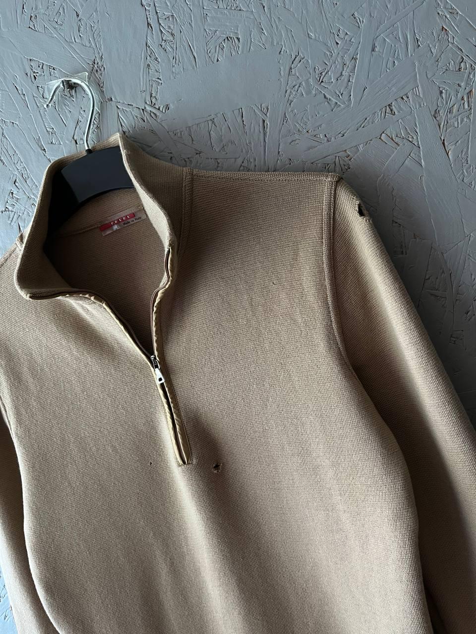 Vintage 90s PRADA Men's Italy 1/3 Zip Wool Sweater With