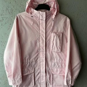 Vintage Bogner Pink Reflective Jacket Women's Size 42 Luxury Gorpcore Windbreaker with Riri Zippers and Hood Archival Designer Outerwear