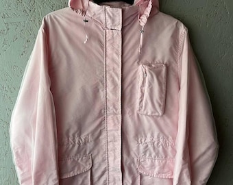 Vintage Bogner Pink Reflective Jacket Women's Size 42 Luxury Gorpcore Windbreaker with Riri Zippers and Hood Archival Designer Outerwear