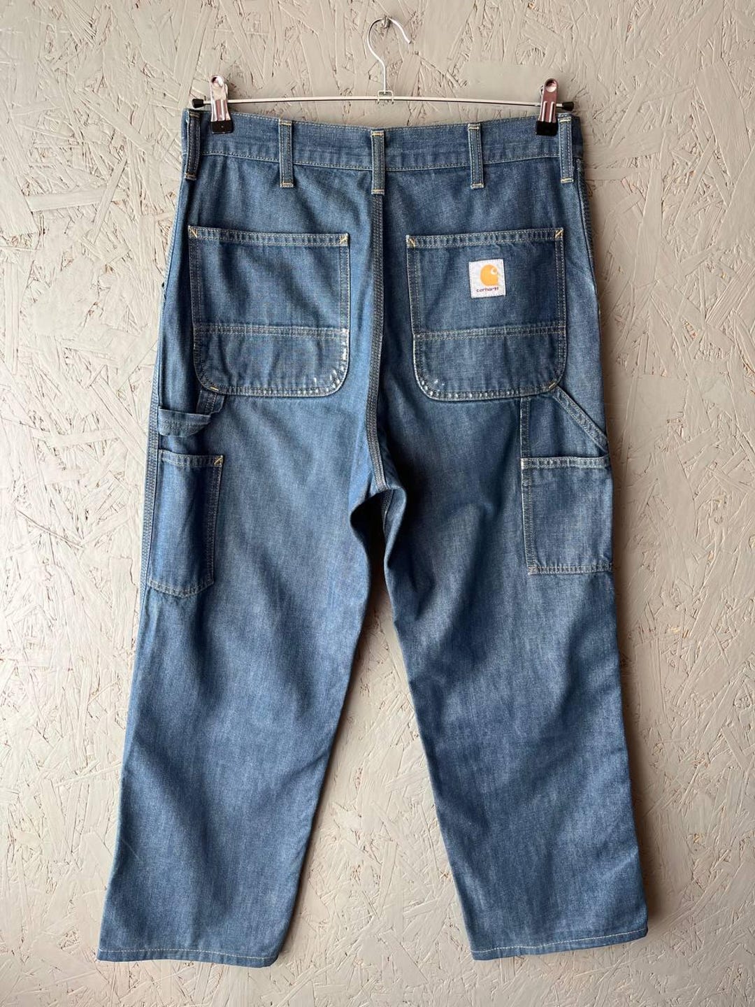 Vintage Carhartt WIP Single Knee Pants Denim Blue Size 34 Workwear