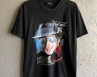 Vintage Michael Jackson “You Are Not Alone“ 1958-2009s Cotton T-Shirt Portrait Graphic Big Logo Size L Color Black Yk2