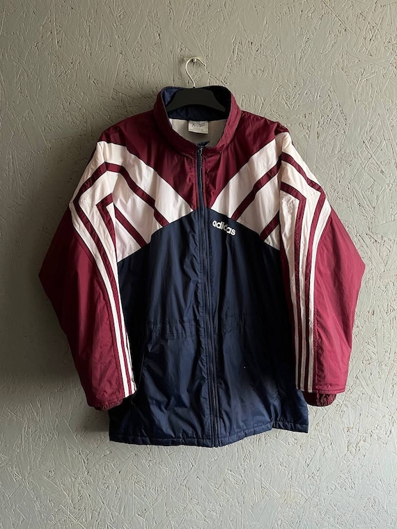Vintage 90s Adidas Nylon Ski Track Jacket 3 Stripes Size M-L Color