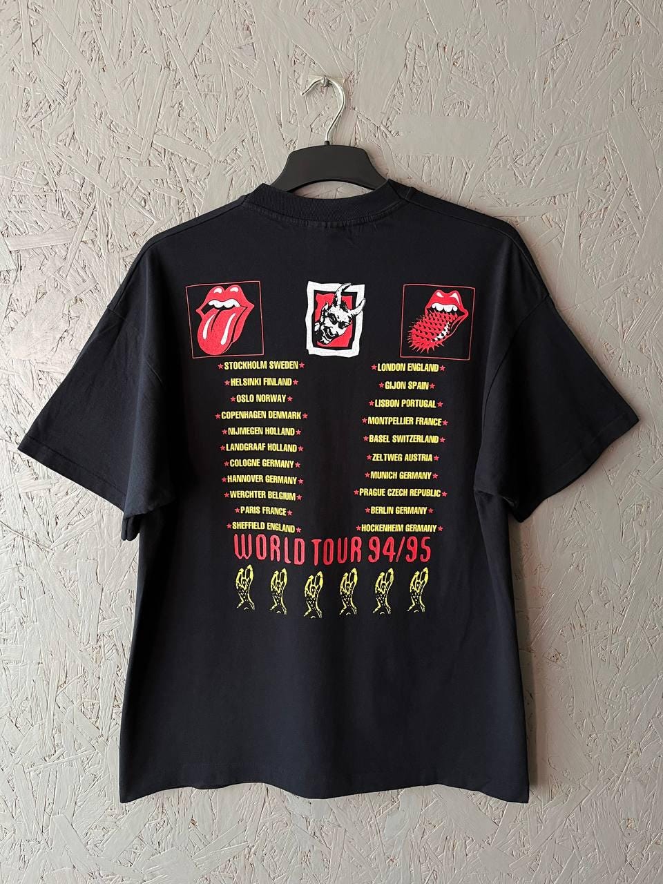 THE ROLLING STONES WORLD TOUR 94/95 Tシャツ Vintage 1994-95s the Rolling Stones Album Voodoo Lounge Men's Rock