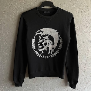 Diesel Only The Brave Sweatshirt Sportswear Pullover Silver Big Logo Size S Color Black