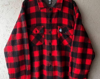 Vintage veste chemise en laine Swanndri fabriquée en Nouvelle-Zélande Buffalo Check Plaid surdimensionné épais manteau bûcheron rouge noir taille 64