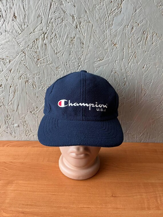 Vintage 90s Champion USA Fleece Outdoor Mountain Cap Hat