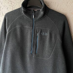 Chaqueta polar vintage Rab Quest para hombre, talla XXL, gris carbón, con cremallera de 1/4, jersey de punto gorpcore para exteriores, jersey polar extragrande.