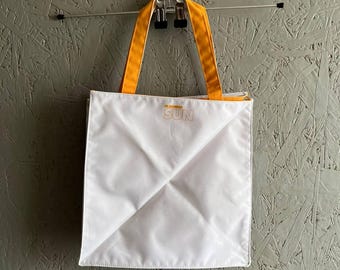 Rare *JIL SANDER SUN* Transformer Beach Reversible Bag Small Logo Color White Orange