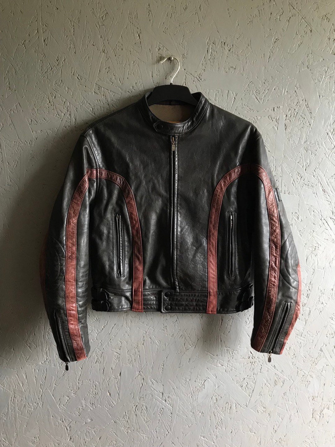BELSTAFF Daytona Product Weatherproof black Prince Rare Full Zip Leather Men s Racer Biker Jacket Size S Color Black Orange Etsy Ireland