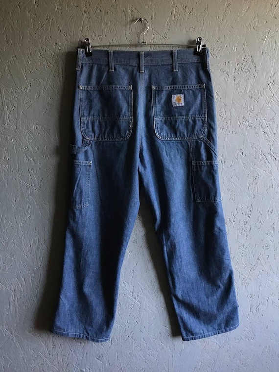 Vintage 90s Denim Jeans Carhartt / Carpenter Trousers / Streetwear / Single  Knee Pants / Vintage Workwear / Size 34 Color Blue 