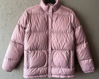 Vintage Nike Yk2 Women's Zip Up Puffer Down Jacket Small Swoosh Logo Size M Color Light Purple