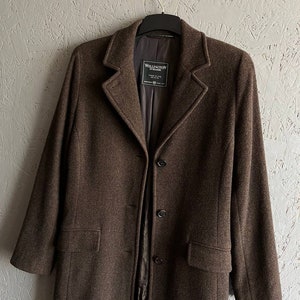 Vintage 80-90s Wellington of Bilmore England Women's Wool Tweed Coat with Buttons Size M+- Color Brown