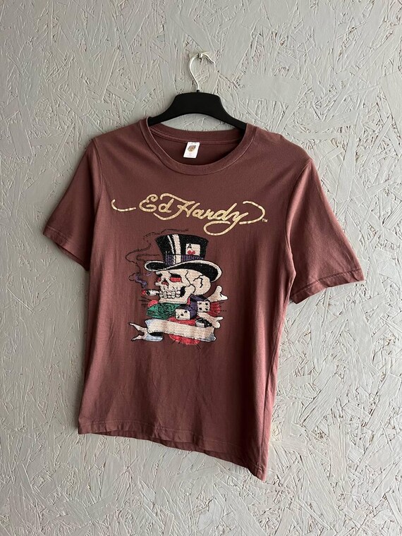 Tシャツ・カットソー Ed Hardy By Loiter Poison Vintage T-Shirt Ed Hardy T-Shirt Mens L Graphic Tattoo Lightning Skull
