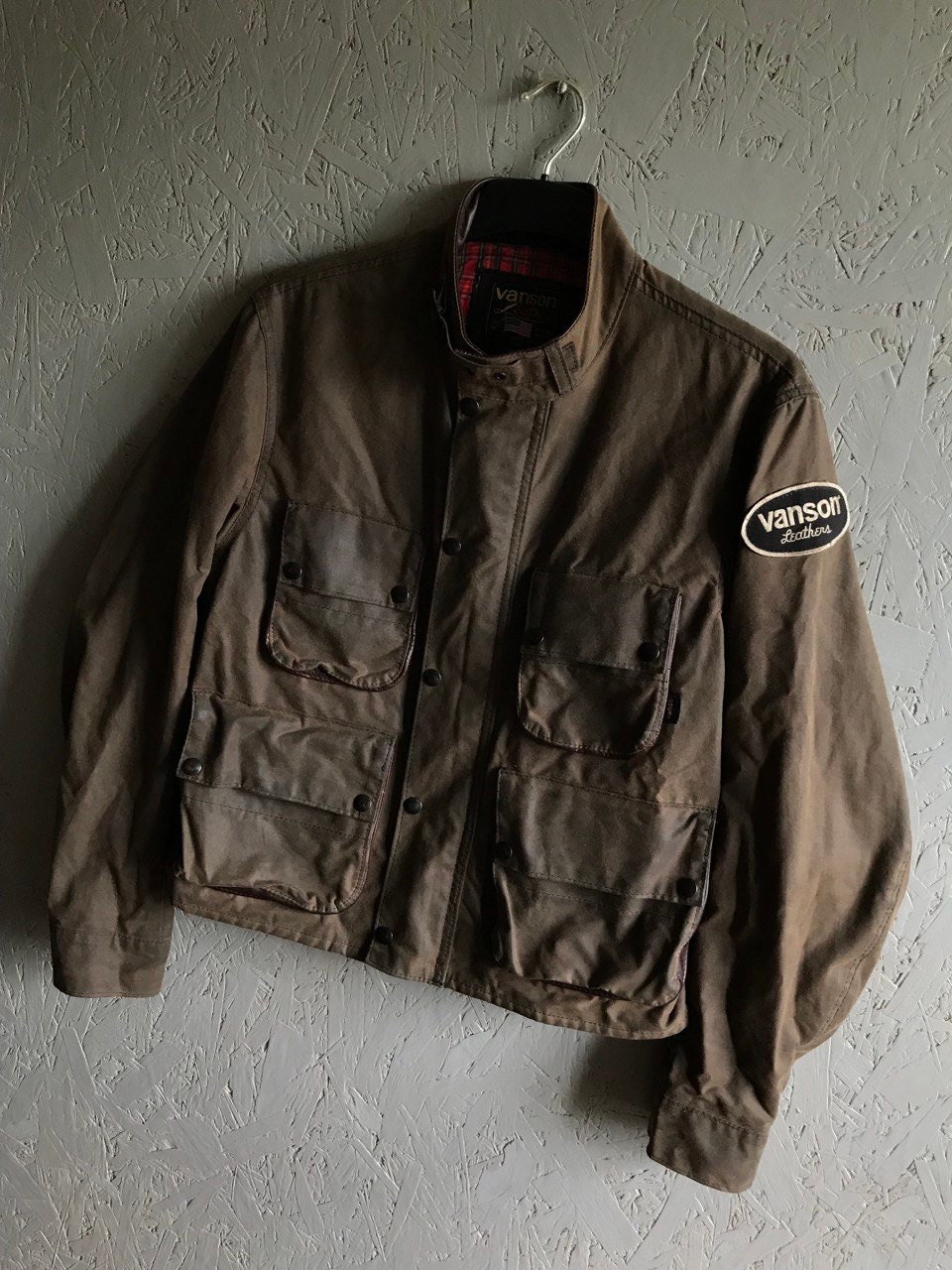 VANSON Leather Wax Jacket / Stormer Trials Jacket / Motorcycle Jacket ...