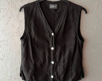 Designer OSKA Women's Line Buttons Vest Jacket Size Regular 3 Color Black